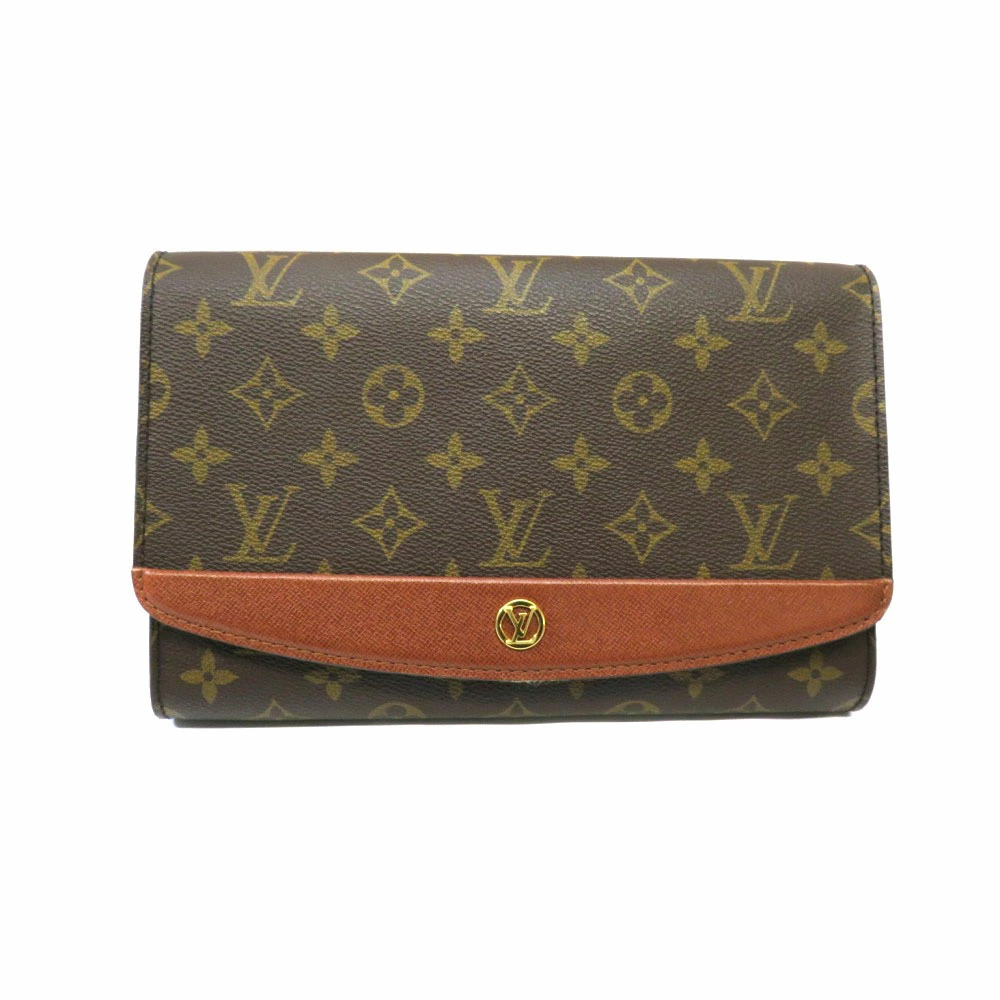 LOUIS VUITTON Bordeaux Red Monogram Clutch Bag Shoulder Brown